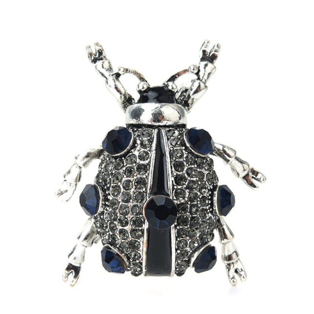 Black Beetle Bug Rhinestone Pin Broach